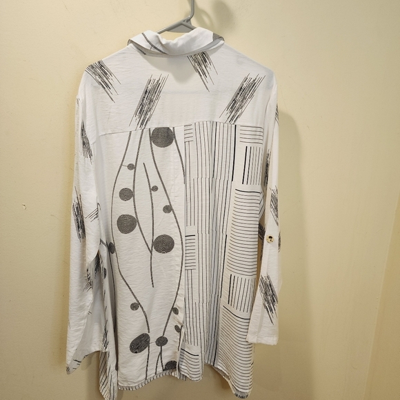 NorthStyle White Button down Roll up Sleeves tunic Shirt Plus Size 1X - Picture 8 of 13
